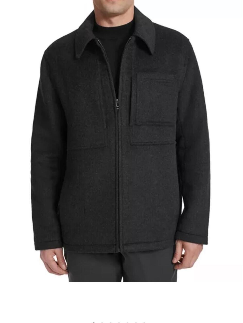 Cole Haan Dark Charcoal Zip-Front Shirt Jacket